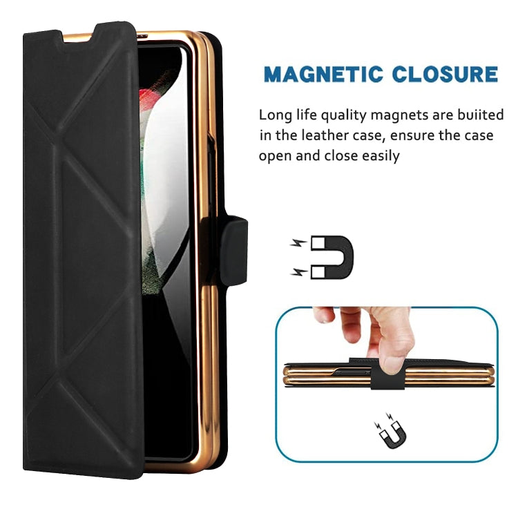 For Samsung Galaxy Z Fold5 Shockproof Folding Phone Leather Case with Pen Slot & Holder
