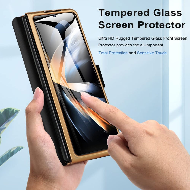 For Samsung Galaxy Z Fold5 Shockproof Folding Phone Leather Case with Pen Slot & Holder