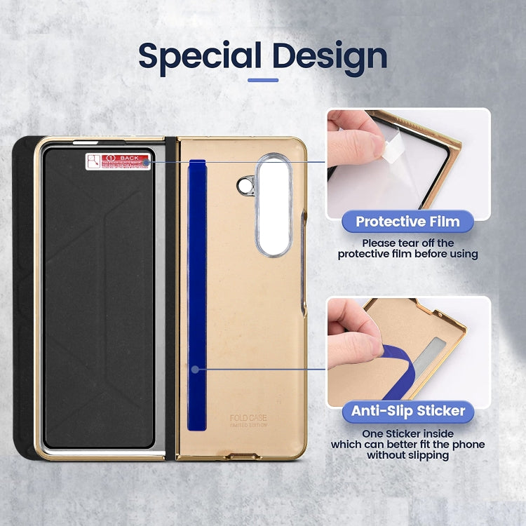 For Samsung Galaxy Z Fold5 Shockproof Folding Phone Leather Case with Pen Slot & Holder