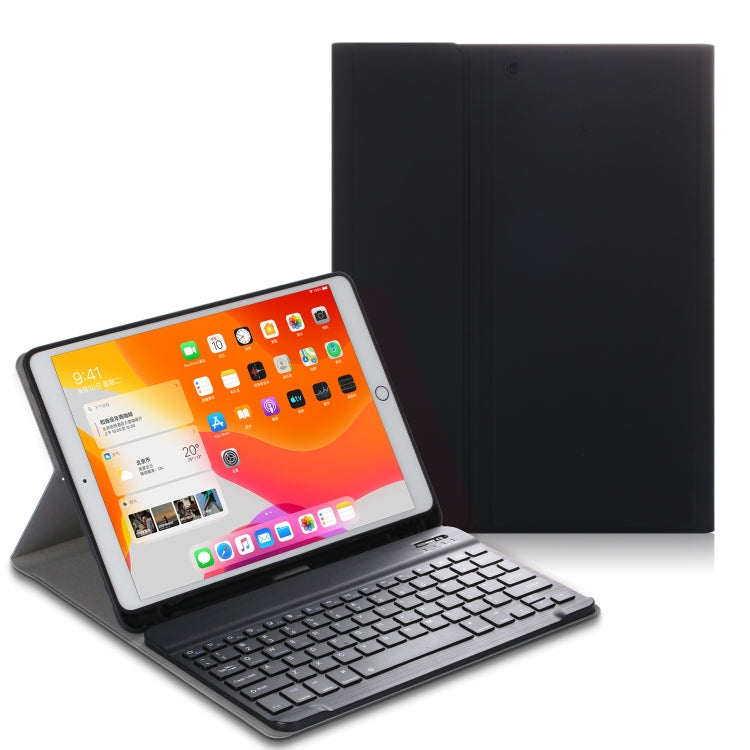 For iPad 10.2 Electric Pressed Horizontal Flip Leather Tablet Case with Pen Slot & Holder & Keyboard