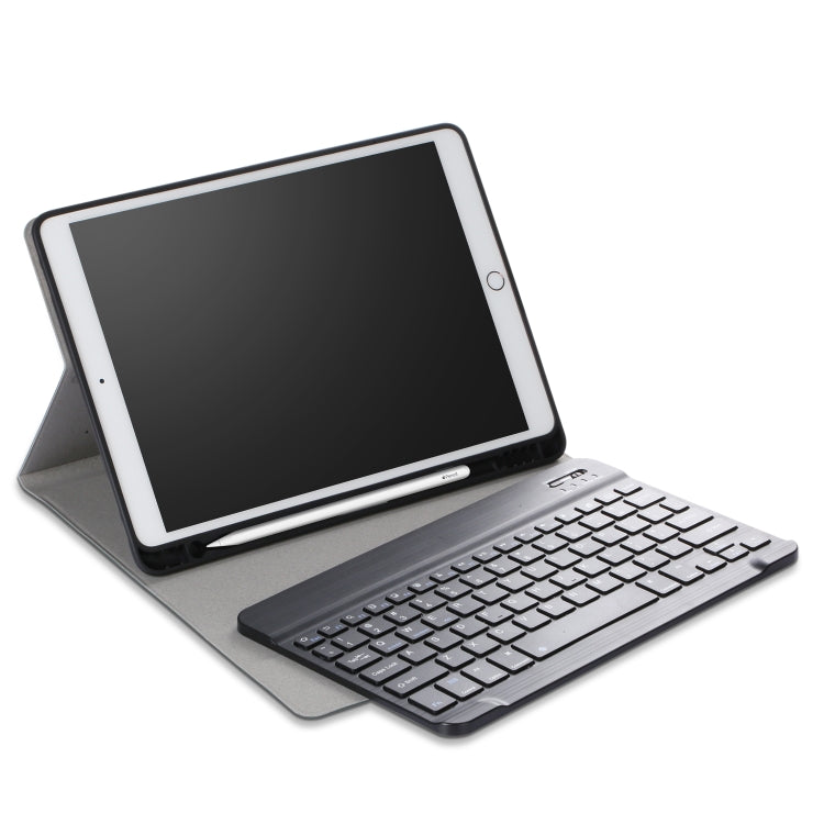 For iPad 10.2 Electric Pressed Horizontal Flip Leather Tablet Case with Pen Slot & Holder & Keyboard