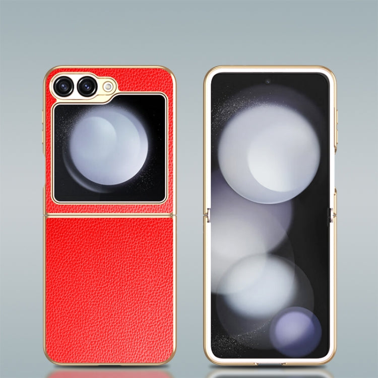 For Samsung Galaxy Z Flip6 / Flip7 FE Electroplate Litchi Pattern Leather Phone Case