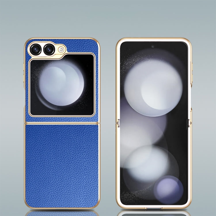 For Samsung Galaxy Z Flip6 / Flip7 FE Electroplate Litchi Pattern Leather Phone Case