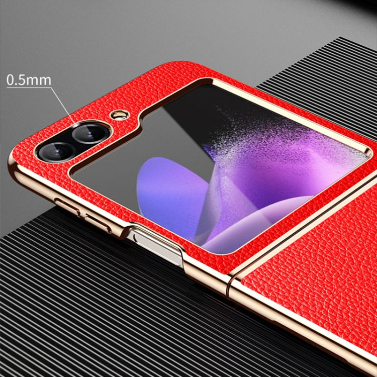 For Samsung Galaxy Z Flip6 / Flip7 FE Electroplate Litchi Pattern Leather Phone Case