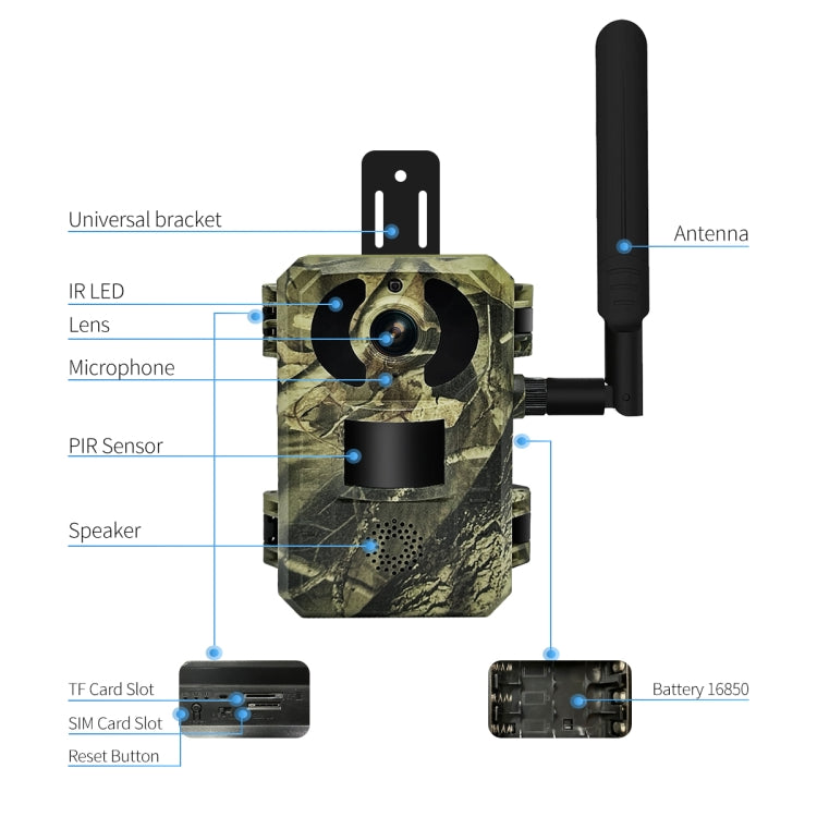 ESCAM QF380 4MP Network Solar PIR Alert Smart Wildlife Hunting Camera, 4G: