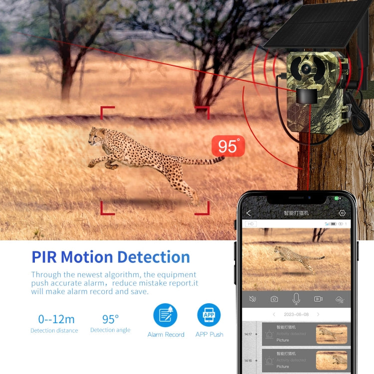 ESCAM QF380 4MP Network Solar PIR Alert Smart Wildlife Hunting Camera, 4G: