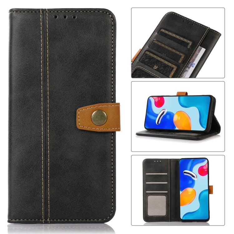 For Xiaomi Redmi 12 Stitching Thread Calf Texture Leather Phone Case