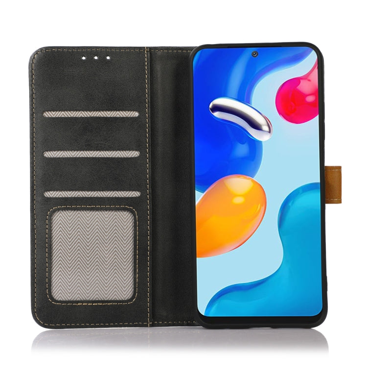 For Xiaomi Redmi 12 Stitching Thread Calf Texture Leather Phone Case