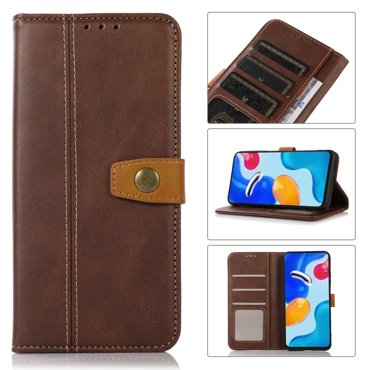 For Xiaomi Redmi 12 Stitching Thread Calf Texture Leather Phone Case