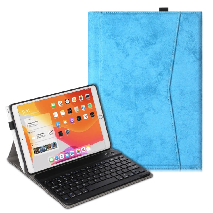 For iPad 10.2 Marble Cloth Texture Horizontal Flip Leather Tablet Case with Pen Slot & Holder & Keyboard