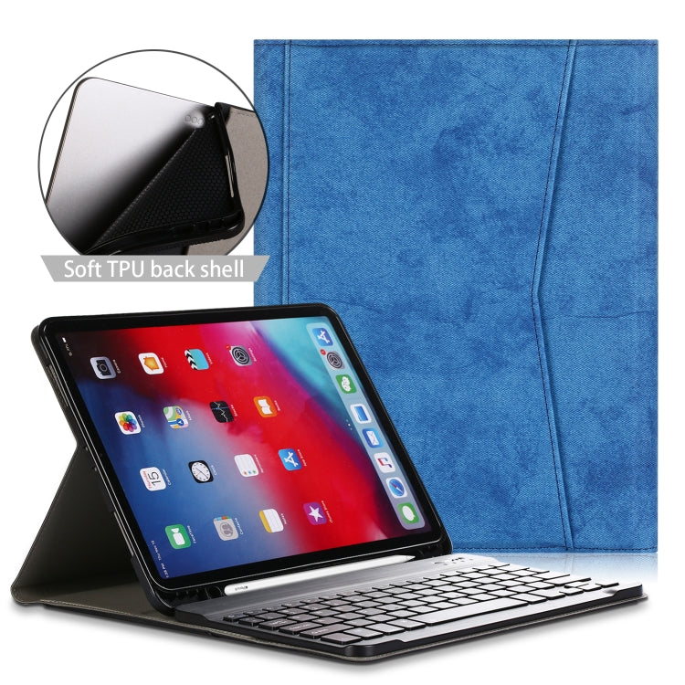 For iPad Pro 11 (2020) Marble Cloth Texture Horizontal Flip Leather Tablet Case with Pen Slot & Holder & Keyboard