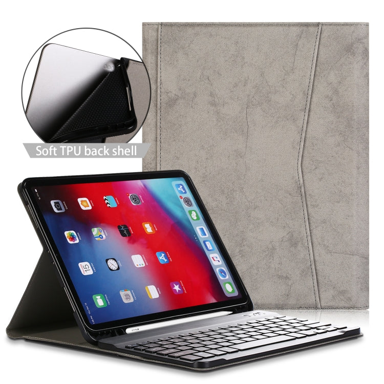 For iPad Pro 11 (2020) Marble Cloth Texture Horizontal Flip Leather Tablet Case with Pen Slot & Holder & Keyboard