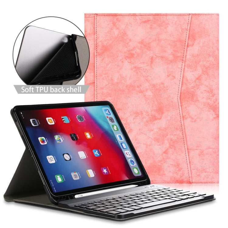 For iPad Pro 11 (2020) Marble Cloth Texture Horizontal Flip Leather Tablet Case with Pen Slot & Holder & Keyboard