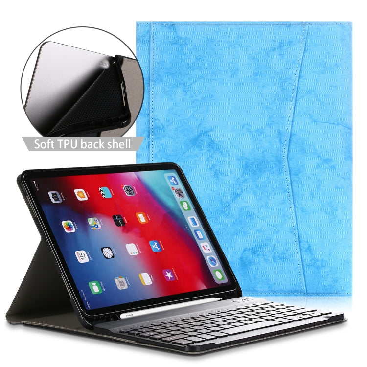 For iPad Pro 11 (2020) Marble Cloth Texture Horizontal Flip Leather Tablet Case with Pen Slot & Holder & Keyboard