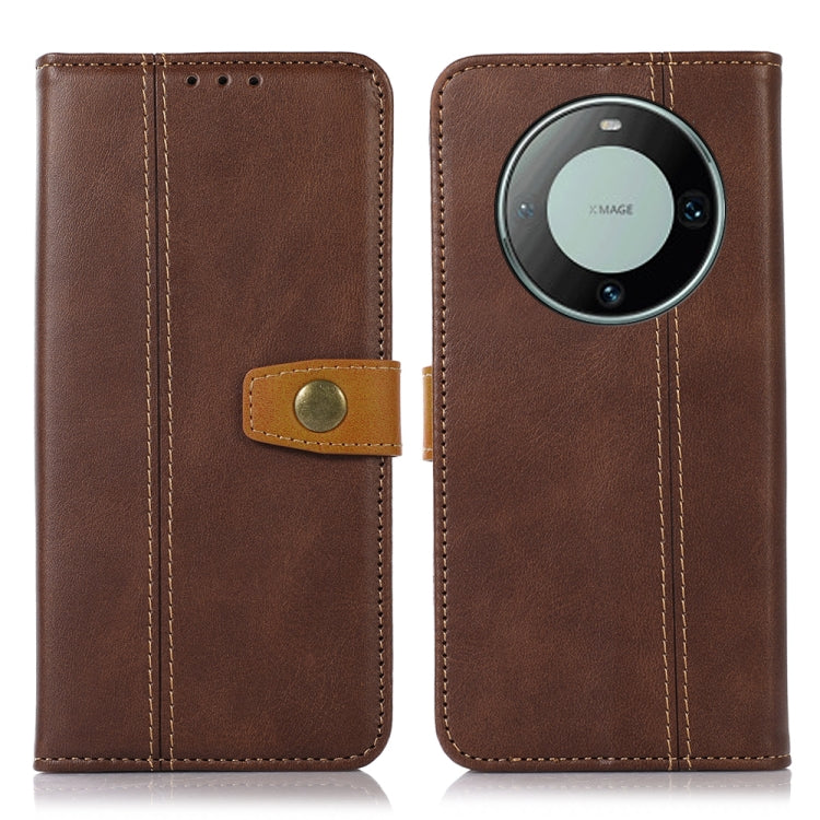 For Huawei Mate 60 Pro Stitching Thread Calf Texture Leather Phone Case