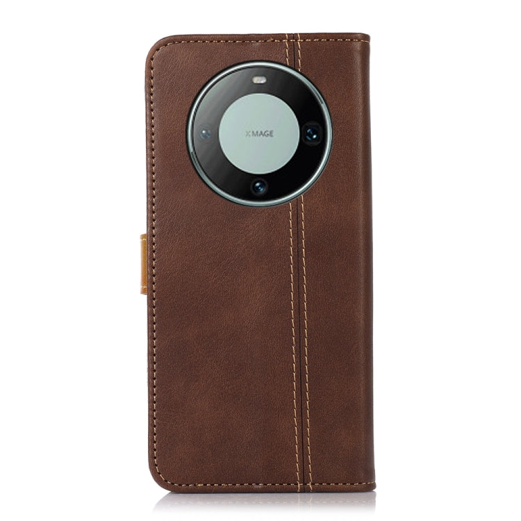 For Huawei Mate 60 Pro Stitching Thread Calf Texture Leather Phone Case