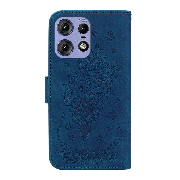 For Motorola Edge 50 Pro Butterfly Rose Embossed Leather Phone Case