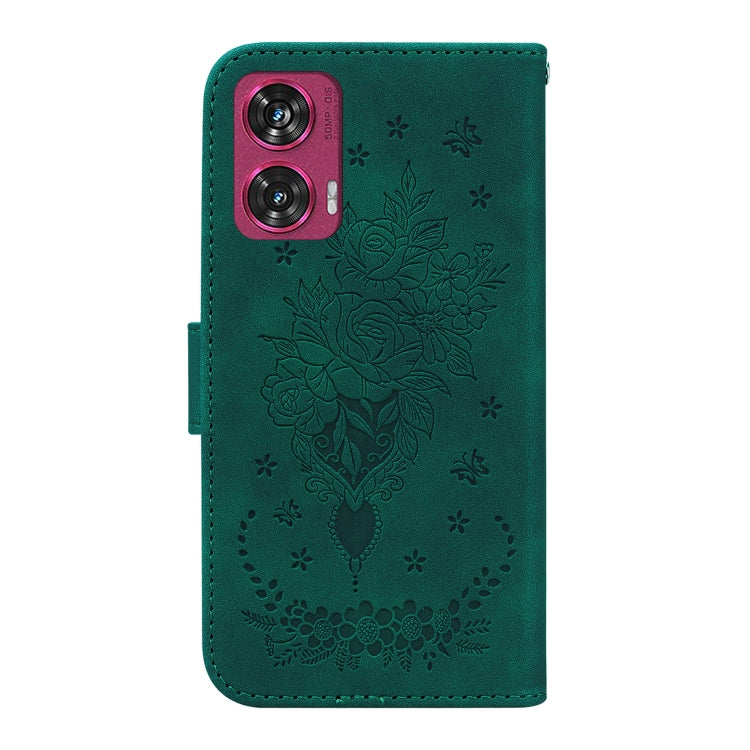 For Motorola Edge 50 Fusion Butterfly Rose Embossed Leather Phone Case