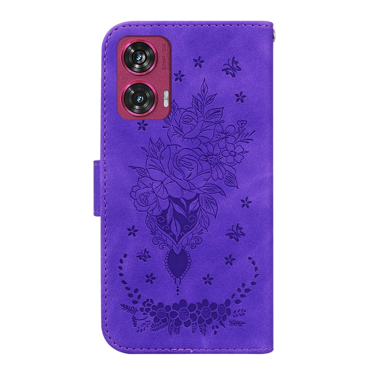 For Motorola Edge 50 Fusion Butterfly Rose Embossed Leather Phone Case