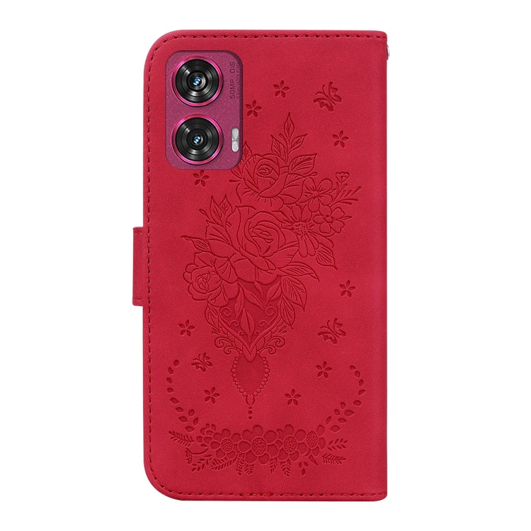 For Motorola Edge 50 Fusion Butterfly Rose Embossed Leather Phone Case