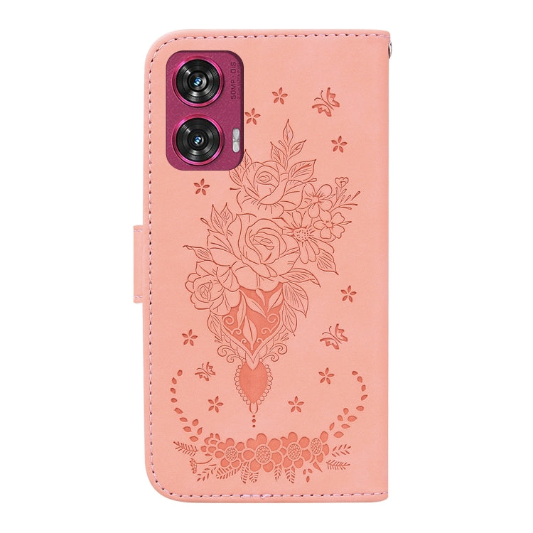 For Motorola Edge 50 Fusion Butterfly Rose Embossed Leather Phone Case