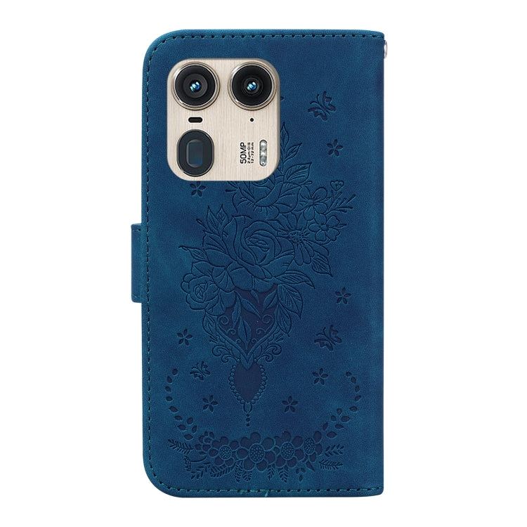 For Motorola Edge 50 Ultra Butterfly Rose Embossed Leather Phone Case