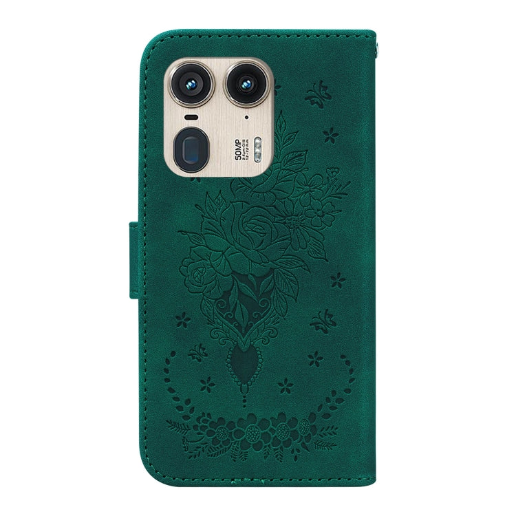 For Motorola Edge 50 Ultra Butterfly Rose Embossed Leather Phone Case