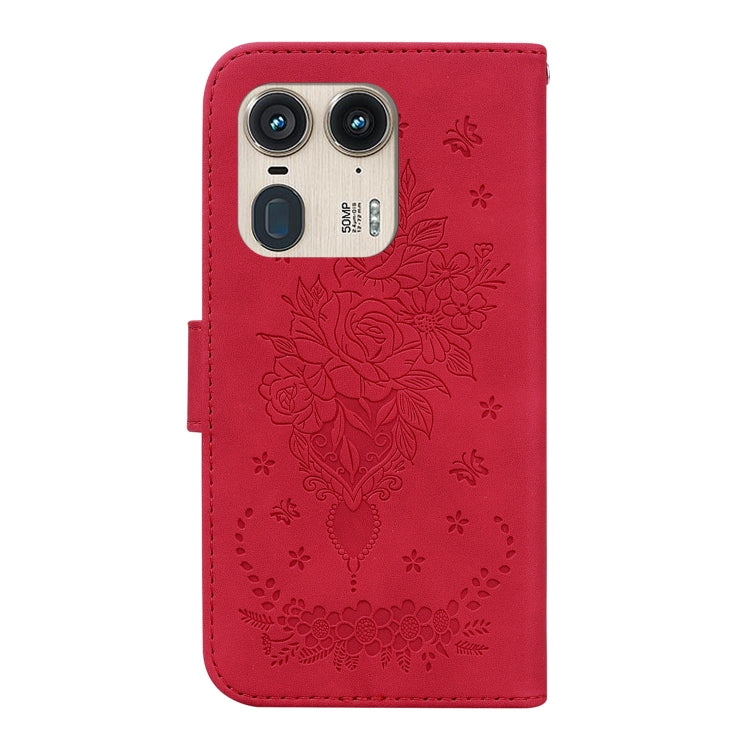 For Motorola Edge 50 Ultra Butterfly Rose Embossed Leather Phone Case