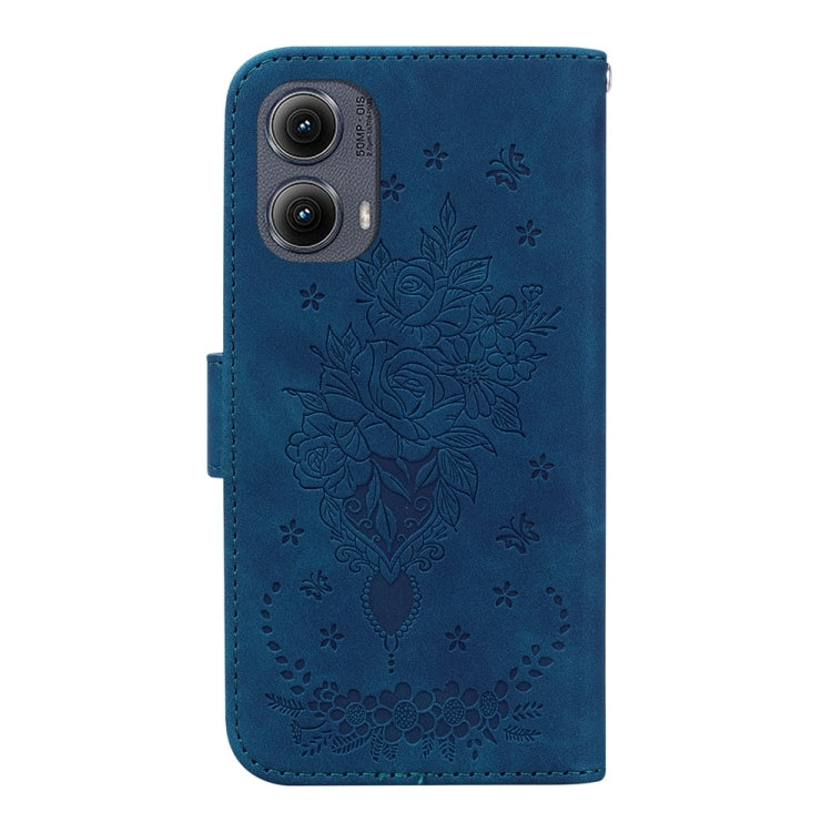 For Motorola Edge 2024 Butterfly Rose Embossed Leather Phone Case