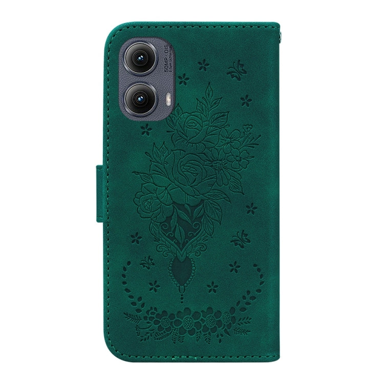 For Motorola Edge 2024 Butterfly Rose Embossed Leather Phone Case