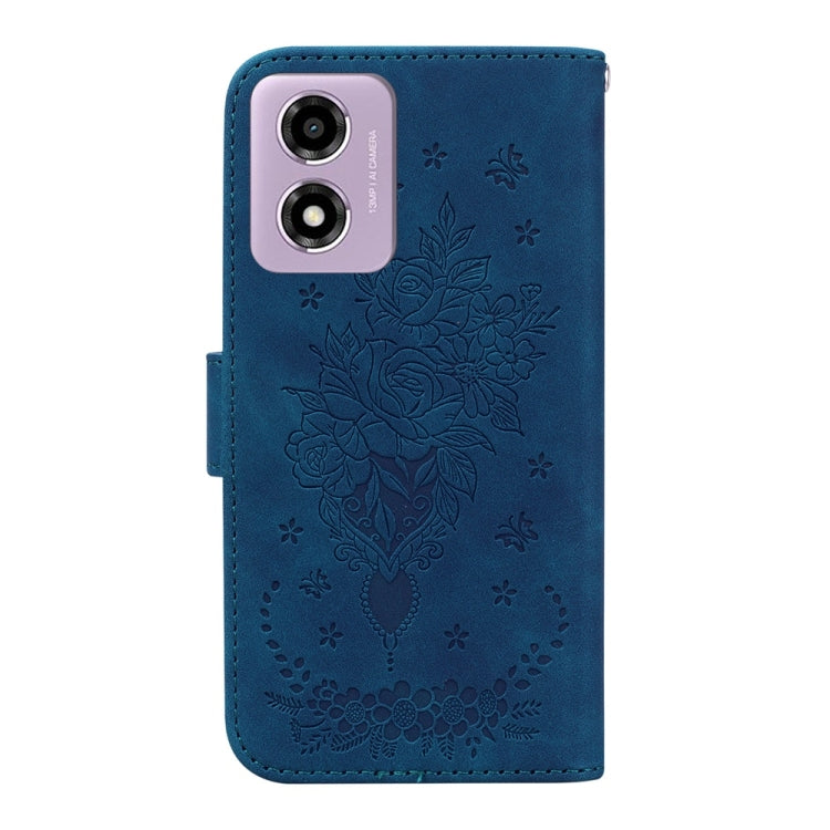 For Motorola Moto G04s / Moto E14 Butterfly Rose Embossed Leather Phone Case