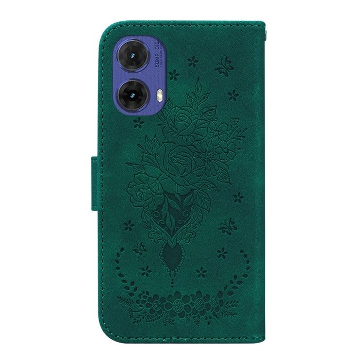For Motorola Moto G85 Butterfly Rose Embossed Leather Phone Case