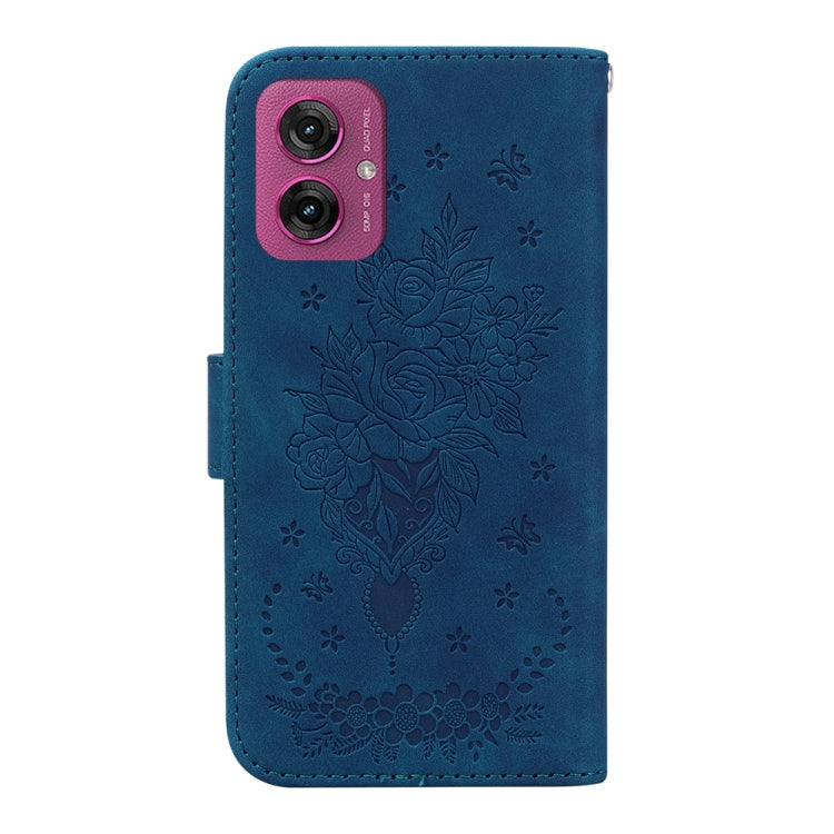 For Motorola Moto G55 Butterfly Rose Embossed Leather Phone Case