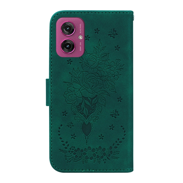 For Motorola Moto G55 Butterfly Rose Embossed Leather Phone Case