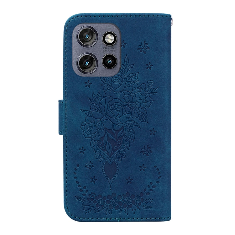 For Motorola Edge 50 Neo 5G Global Butterfly Rose Embossed Leather Phone Case