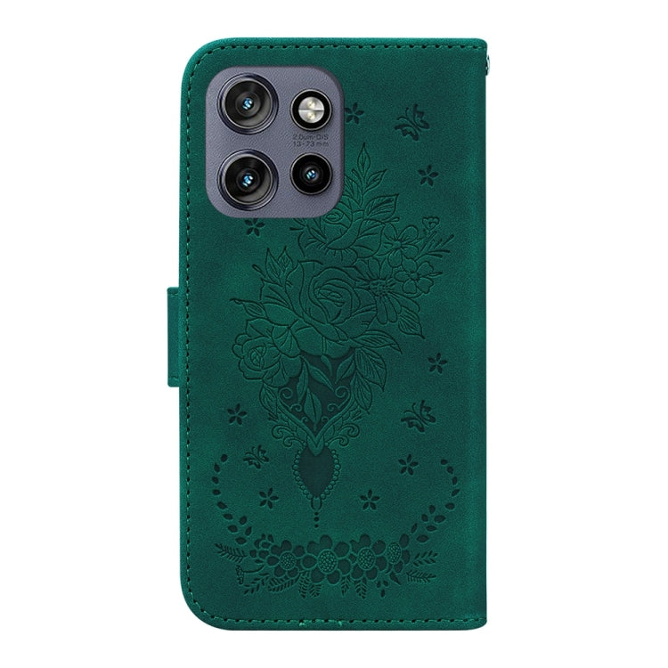 For Motorola Edge 50 Neo 5G Global Butterfly Rose Embossed Leather Phone Case