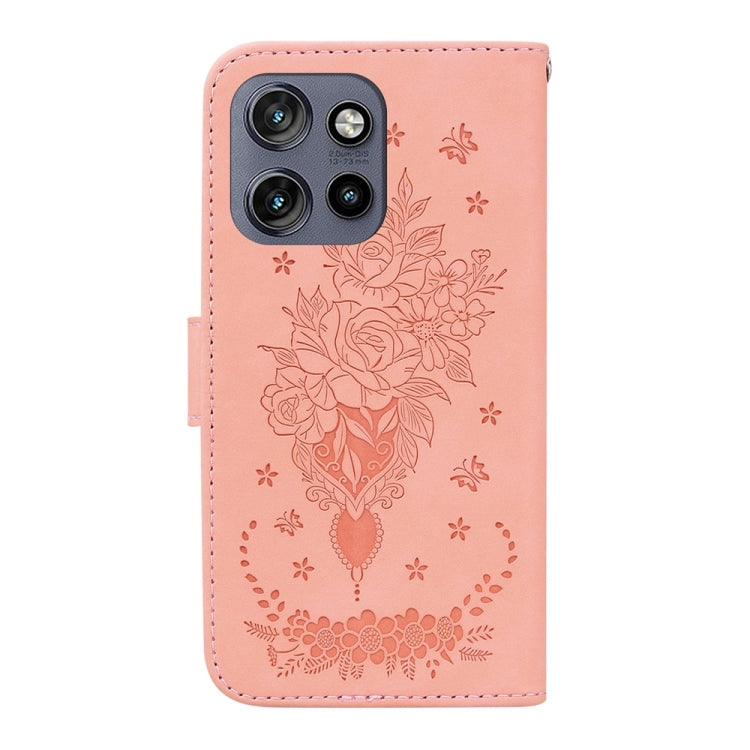 For Motorola Edge 50 Neo 5G Global Butterfly Rose Embossed Leather Phone Case