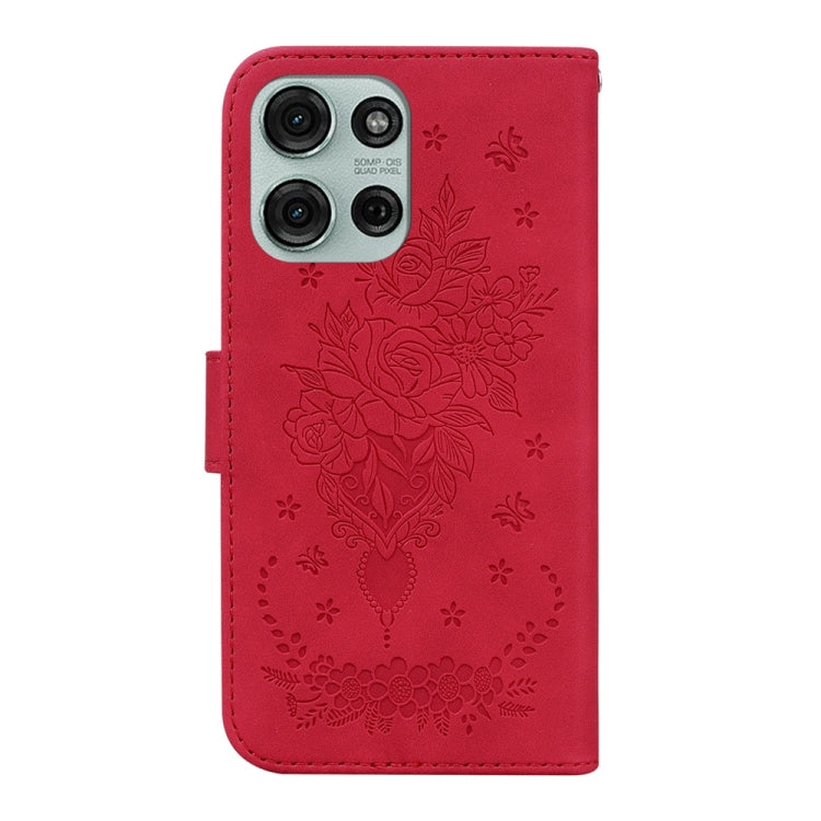 For Motorola Moto G75 5G Butterfly Rose Embossed Leather Phone Case