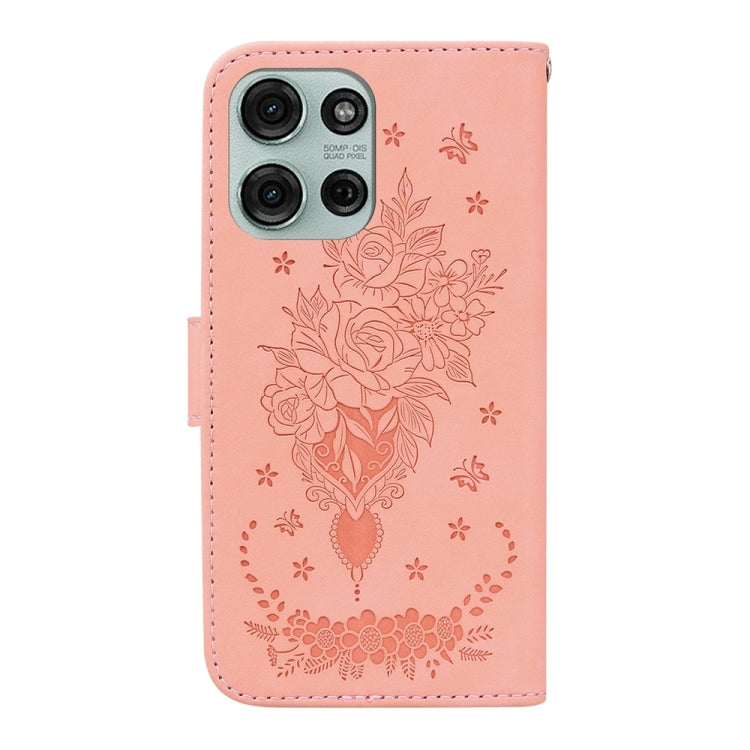 For Motorola Moto G75 5G Butterfly Rose Embossed Leather Phone Case