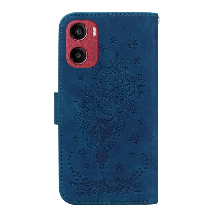 For Motorola Moto G05 / E15 Butterfly Rose Embossed Leather Phone Case