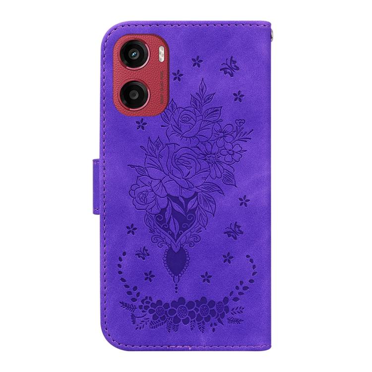 For Motorola Moto G05 / E15 Butterfly Rose Embossed Leather Phone Case