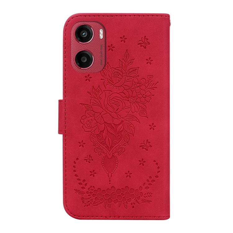 For Motorola Moto G05 / E15 Butterfly Rose Embossed Leather Phone Case