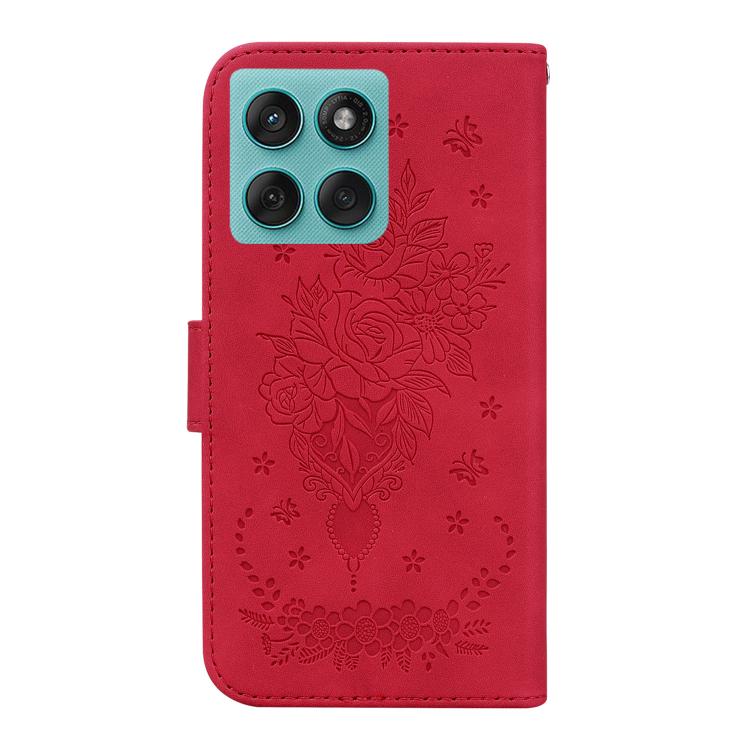 For Motorola Edge 60 Fusion / Edge 5G 2025 Butterfly Rose Embossed Leather Phone Case