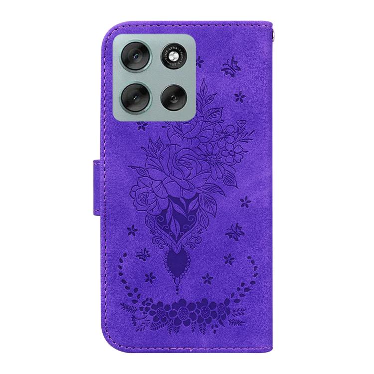 For Motorola Moto G56 5G / G66j 5G / G66y 5G Butterfly Rose Embossed Leather Phone Case