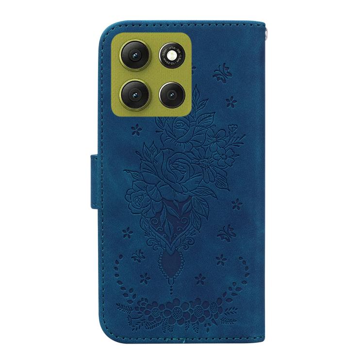 For Motorola Moto G86 5G Butterfly Rose Embossed Leather Phone Case
