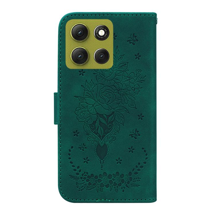 For Motorola Moto G86 5G Butterfly Rose Embossed Leather Phone Case