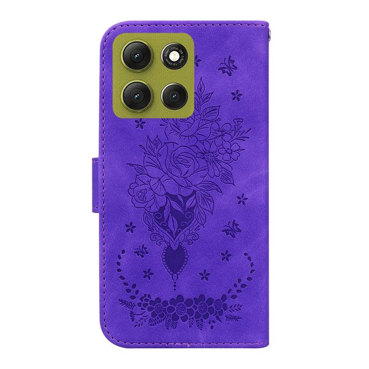 For Motorola Moto G86 5G Butterfly Rose Embossed Leather Phone Case