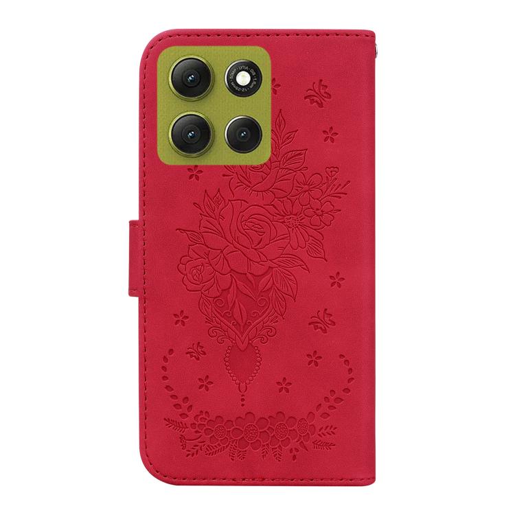 For Motorola Moto G86 5G Butterfly Rose Embossed Leather Phone Case