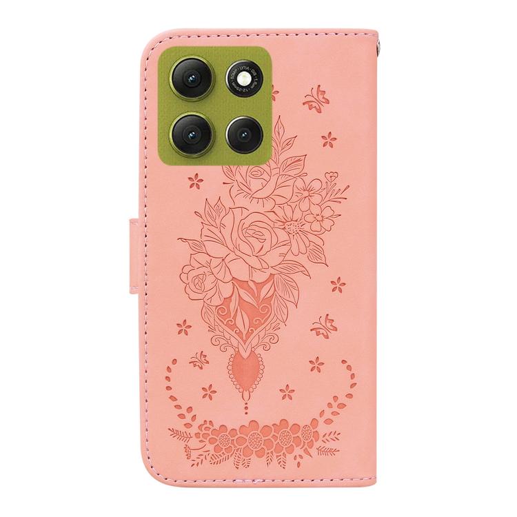 For Motorola Moto G86 5G Butterfly Rose Embossed Leather Phone Case