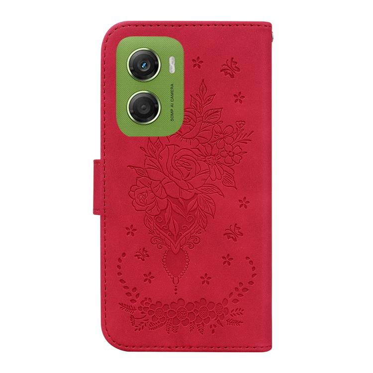 For Motorola Moto G06 4G Butterfly Rose Embossed Leather Phone Case